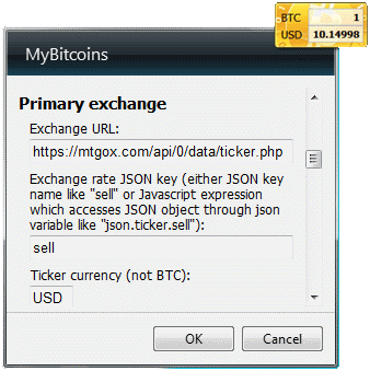 MyBitcoins gadget config screenshot