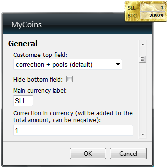 MyCoins gadget config screenshot